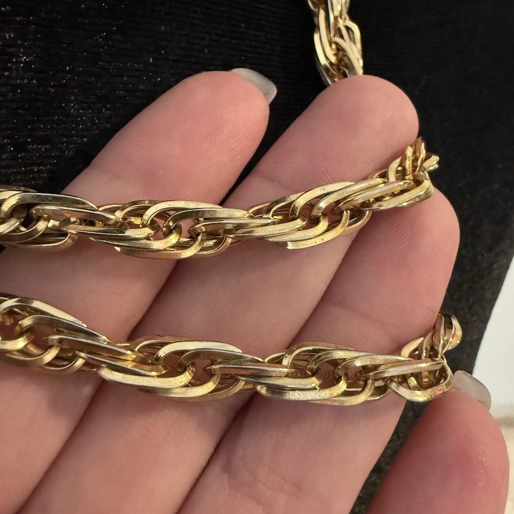 Vintage LONG Necklace Monet Rope Chain Gold Tone *Beautiful!* 53" Spring